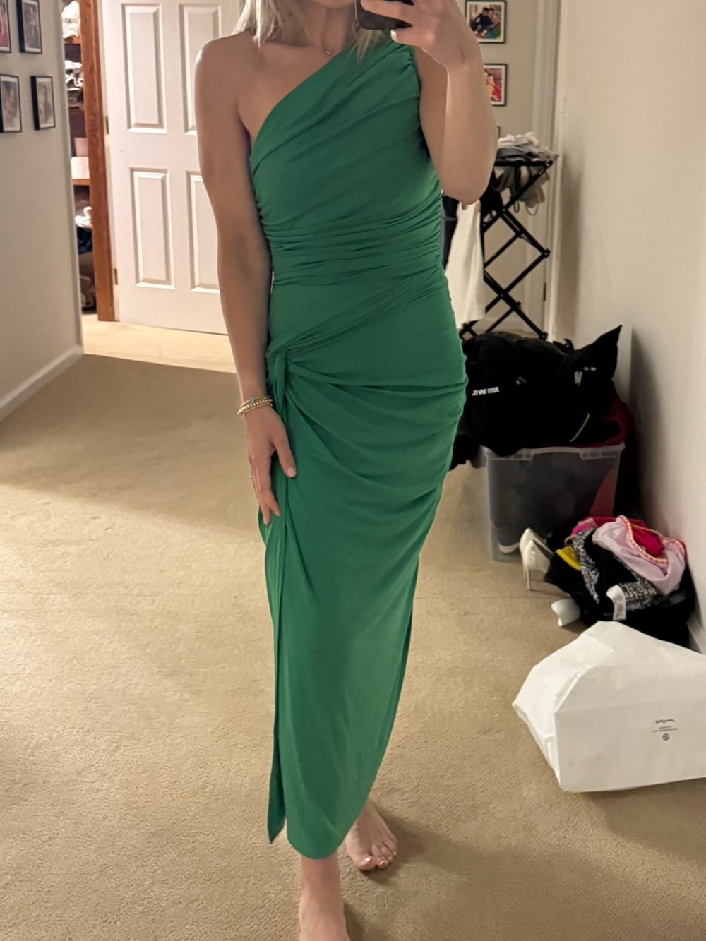 Ax Paris green one shoulder midi dress